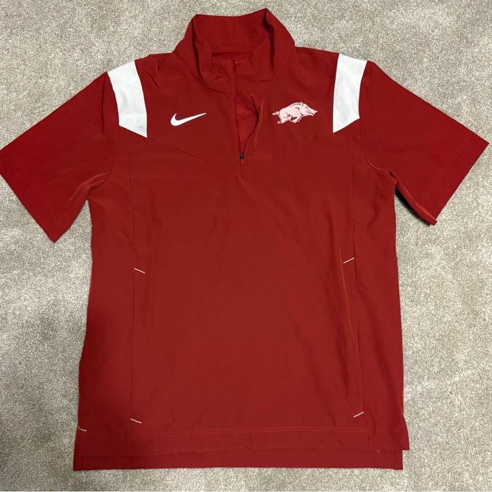 Nike Arkansas Razorbacks Polo Shirt Red Short Sleeve Athletic Men’s